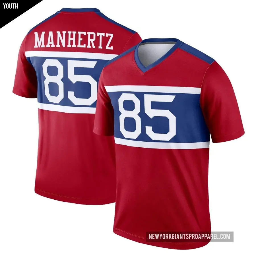 Youth New York Giants ＃85 Chris Manhertz Red Legend Century Alternate Jersey