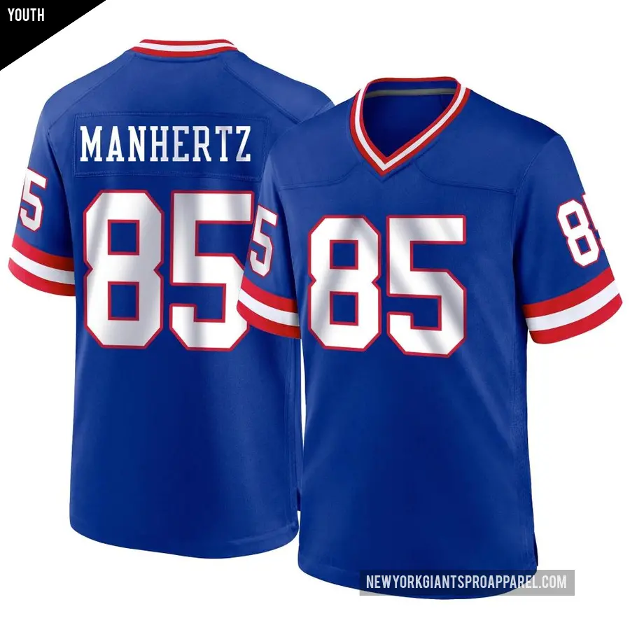 Youth New York Giants ＃85 Chris Manhertz Royal Game Classic Jersey