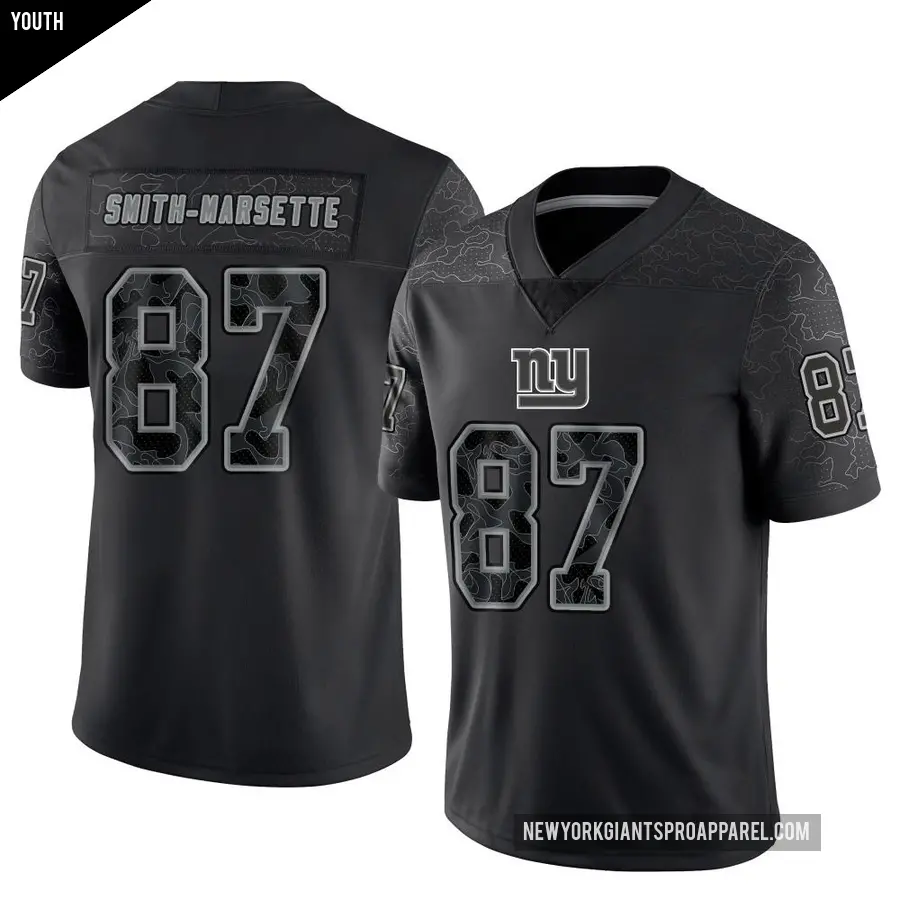 Youth New York Giants ＃87 Ihmir Smith-Marsette Black Limited Reflective Jersey