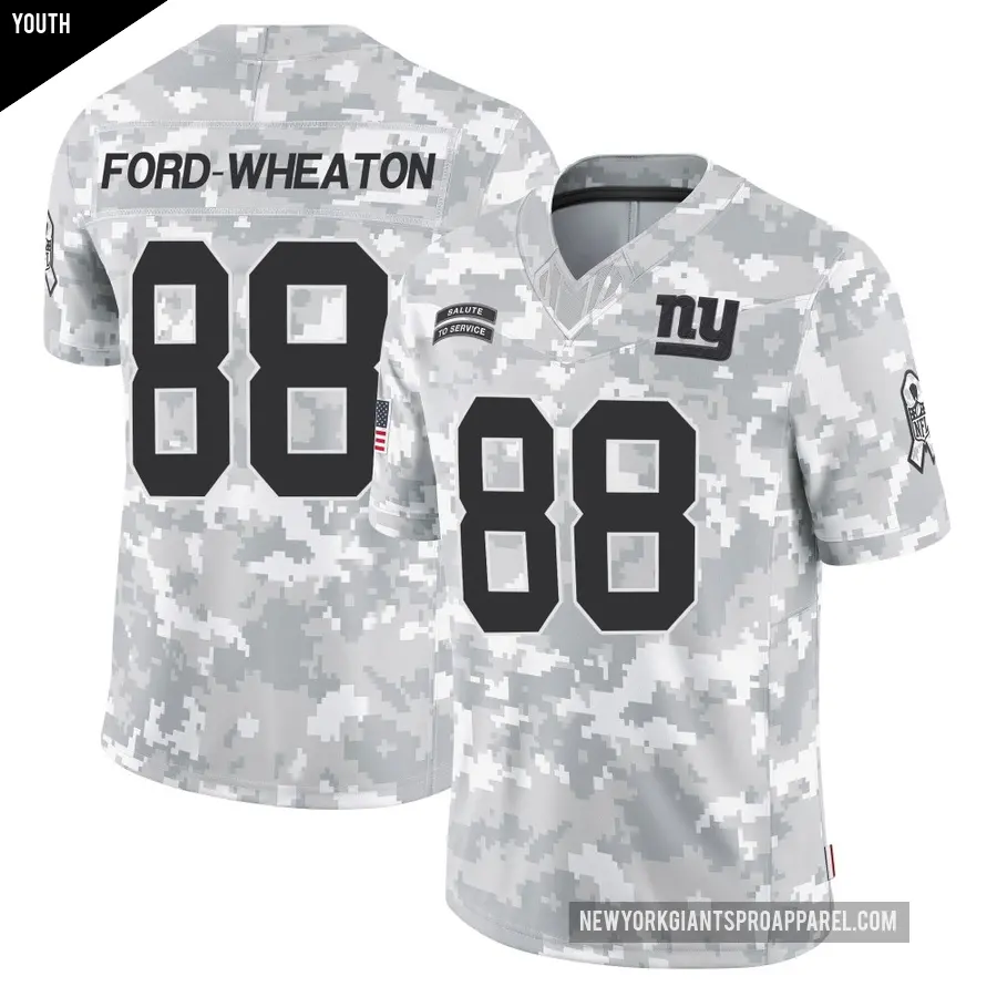 Youth New York Giants ＃88 Bryce Ford-Wheaton Arctic Camo Limited 2024 Salute to Service Jersey