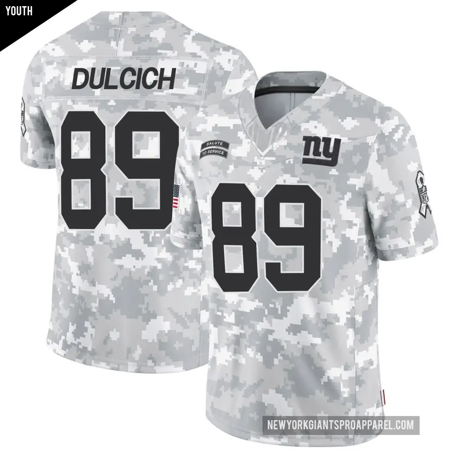 Youth New York Giants ＃89 Greg Dulcich Arctic Camo Limited 2024 Salute to Service Jersey