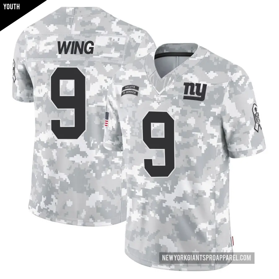 Youth New York Giants ＃9 Brad Wing Arctic Camo Limited 2024 Salute to Service Jersey