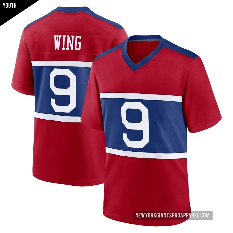 Youth New York Giants ＃9 Brad Wing Red Game Century Alternate Jersey