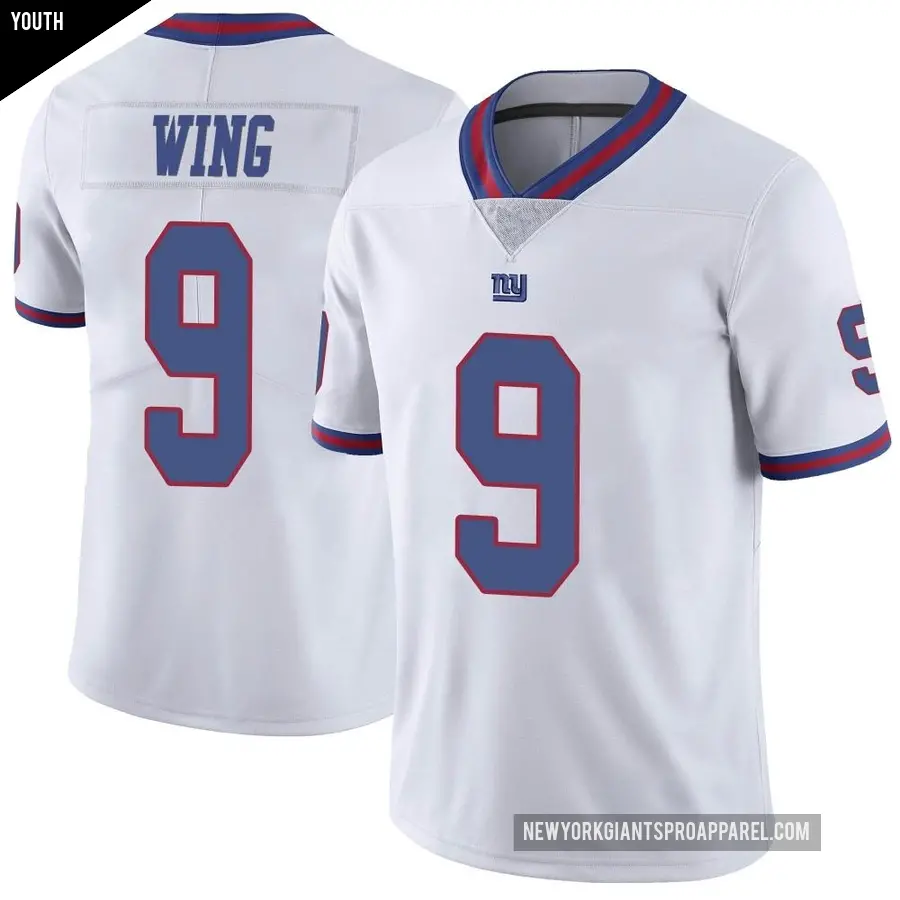 Youth New York Giants ＃9 Brad Wing White Limited Color Rush Jersey