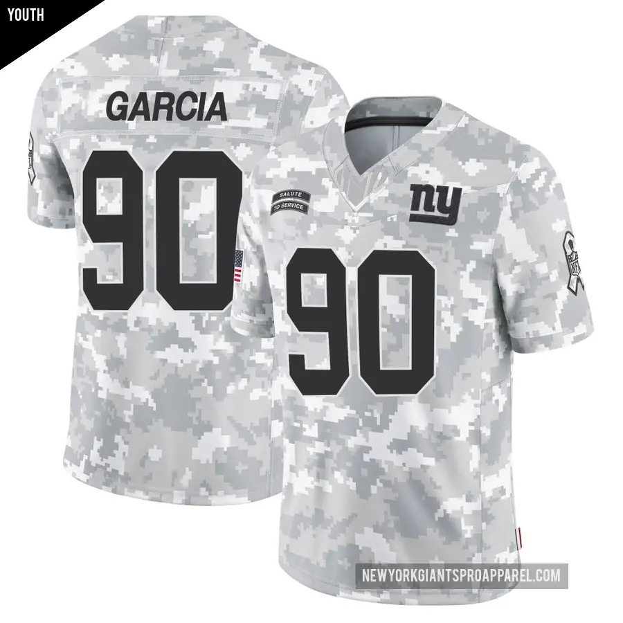 Youth New York Giants ＃90 Elijah Garcia Arctic Camo Limited 2024 Salute to Service Jersey