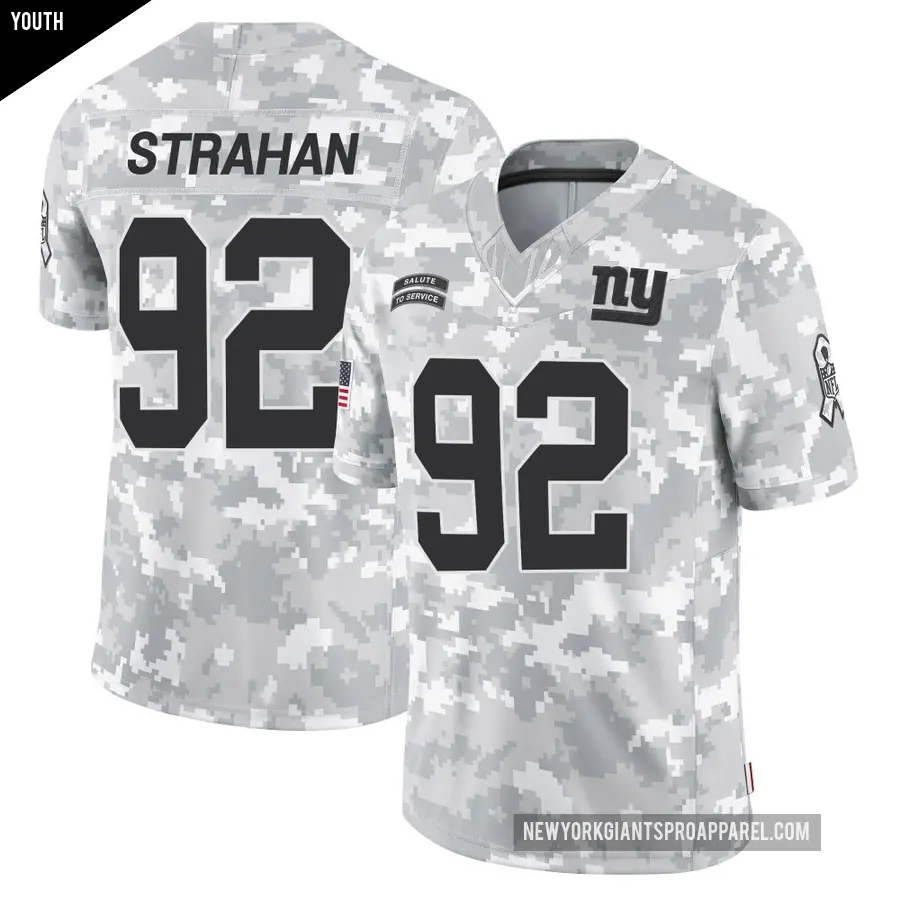 Youth New York Giants ＃92 Michael Strahan Arctic Camo Limited 2024 Salute to Service Jersey