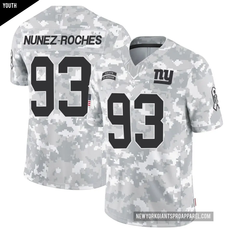 Youth New York Giants ＃93 Rakeem Nunez-Roches Arctic Camo Limited 2024 Salute to Service Jersey