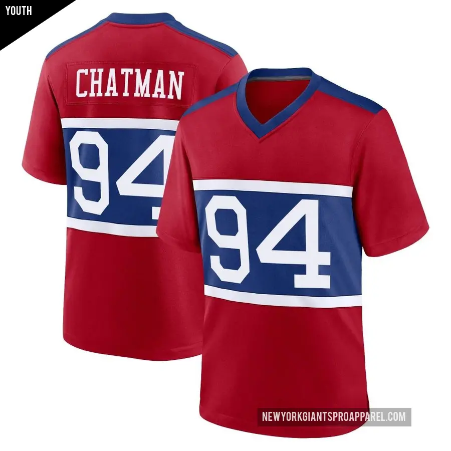 Youth New York Giants ＃94 Elijah Chatman Red Game Century Alternate Jersey