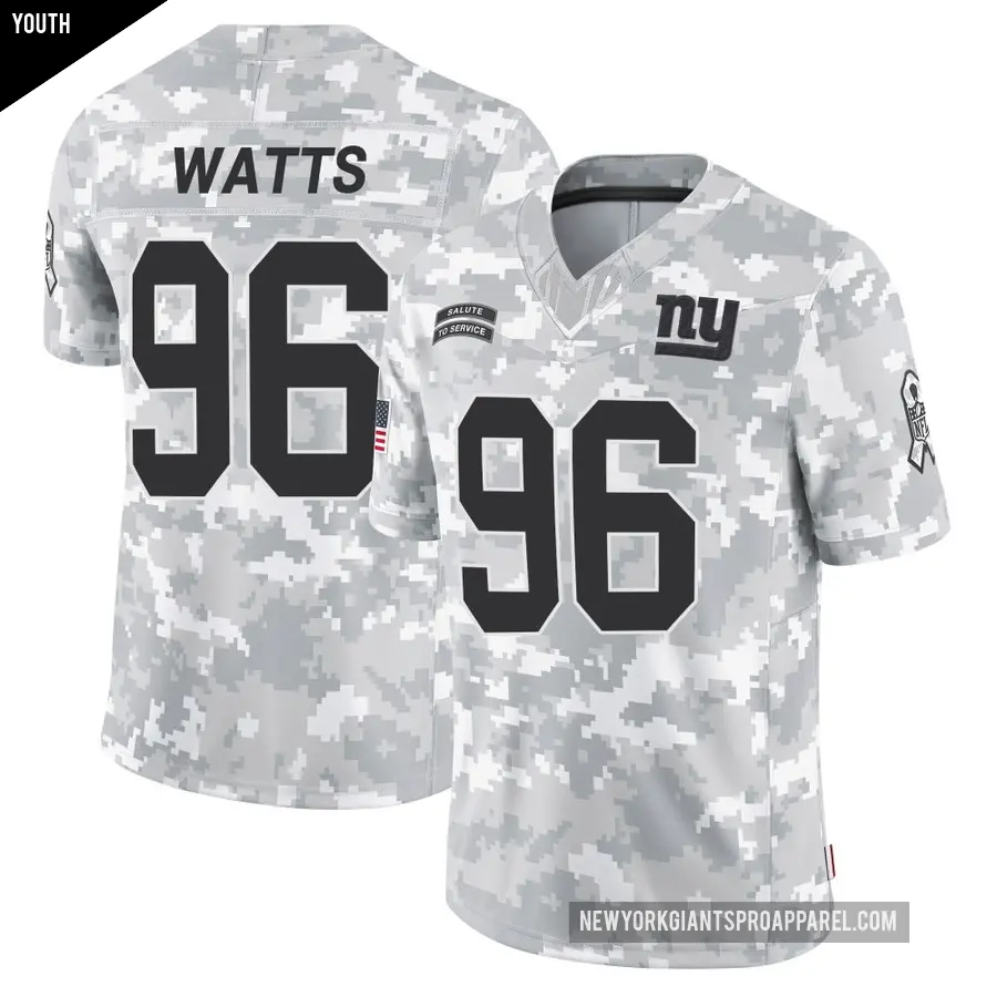 Youth New York Giants ＃96 Armon Watts Arctic Camo Limited 2024 Salute to Service Jersey