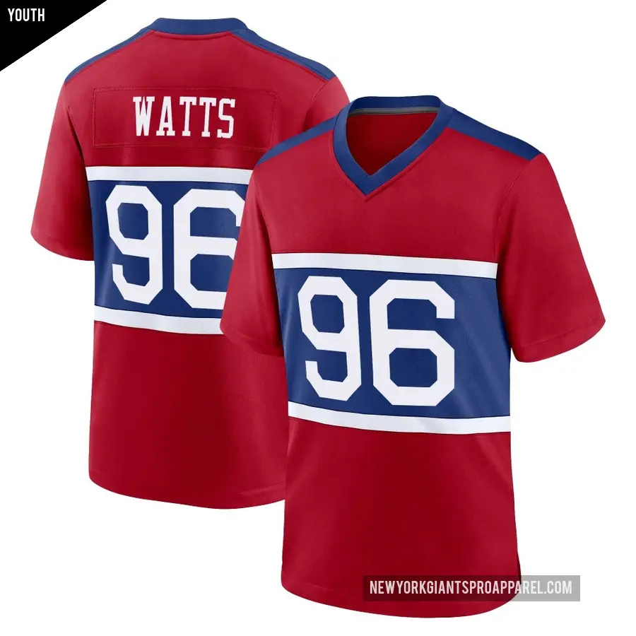 Youth New York Giants ＃96 Armon Watts Red Game Century Alternate Jersey