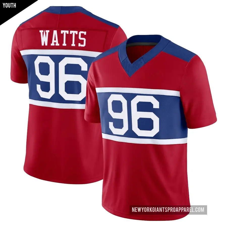 Youth New York Giants ＃96 Armon Watts Red Limited Century Alternate Vapor F.U.S.E. Jersey