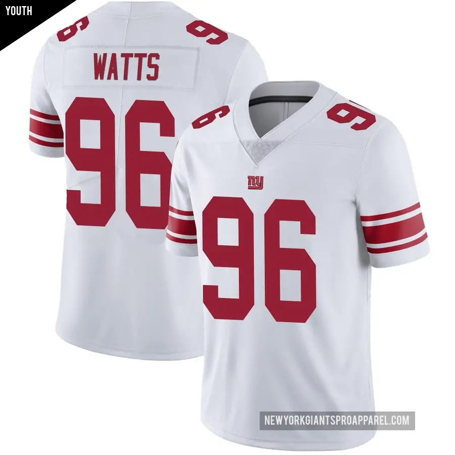 Youth New York Giants ＃96 Armon Watts White Limited Vapor Untouchable Jersey