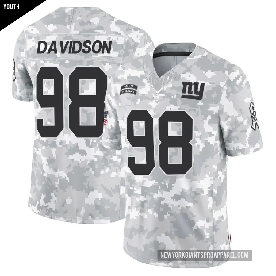 Youth New York Giants ＃98 D.J. Davidson Arctic Camo Limited 2024 Salute to Service Jersey