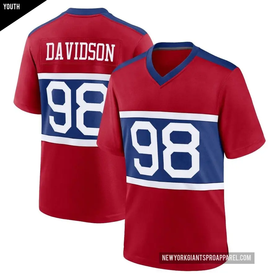 Youth New York Giants ＃98 D.J. Davidson Red Game Century Alternate Jersey