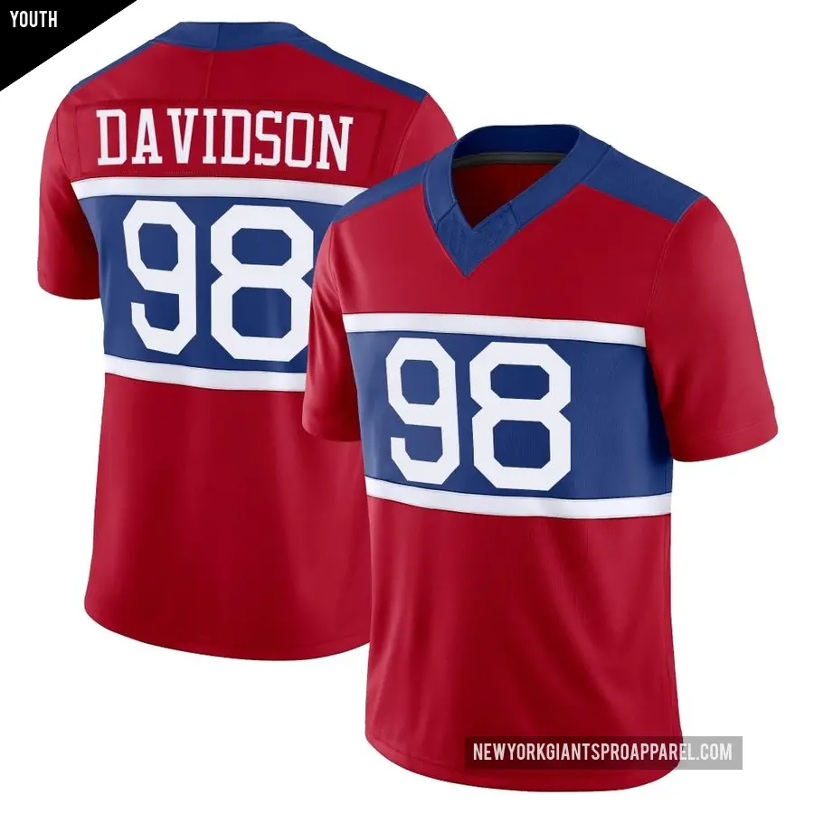 Youth New York Giants ＃98 D.J. Davidson Red Limited Century Alternate Vapor F.U.S.E. Jersey