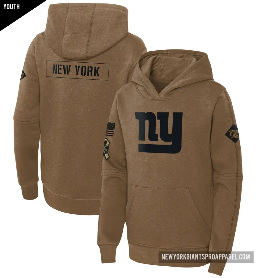 Youth New York Giants Brown 2023 Salute to Service Club Fleece Pullover Hoodie